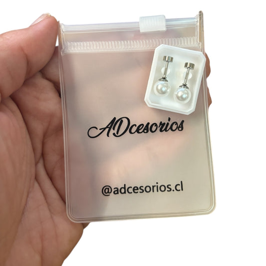 Mini Aros Acero Quirúrgico Plateado Perla 7MM - Tope Tornillo