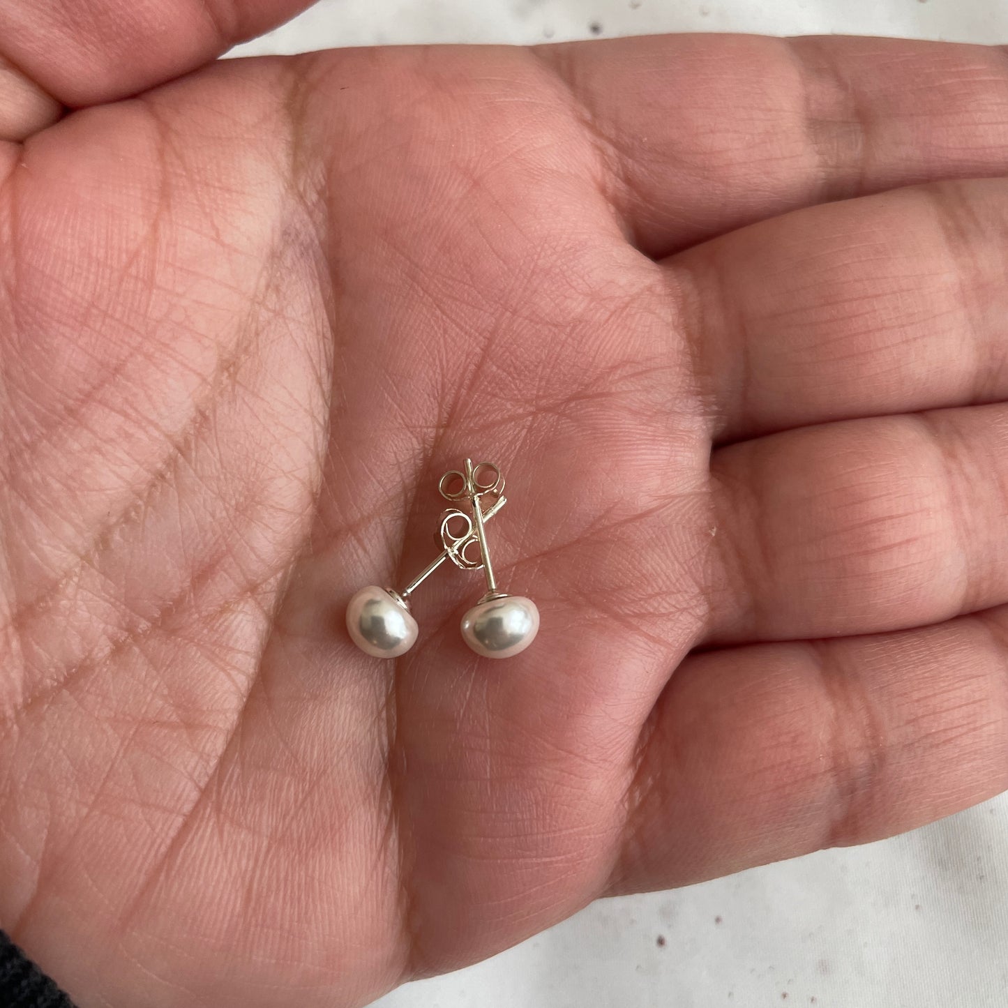 Aros Plata 925 Perla Achatada 6MM