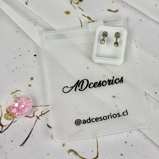 Mini Aros Acero Quirúrgico Plateado Tornasol 3MM - Tope Tornillo