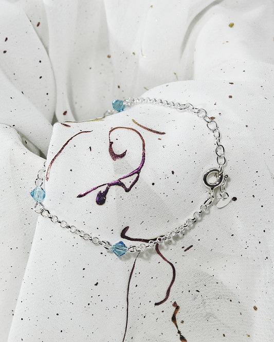 Pulsera Plata 925 Rolo Cristales Blancos Azules