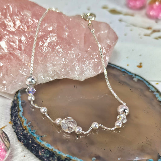 Pulsera Plata 925 Veneciana Cristales Blancos