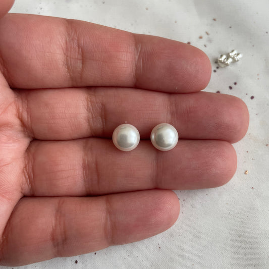 Aros Plata 925 Perla Achatada 8MM