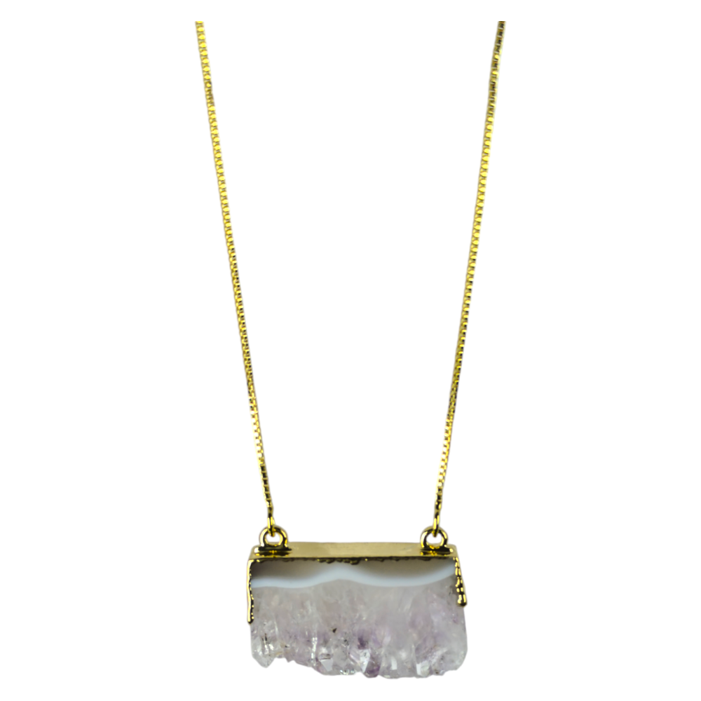 Collar Enchapado en Oro 18k Amatista Drusa