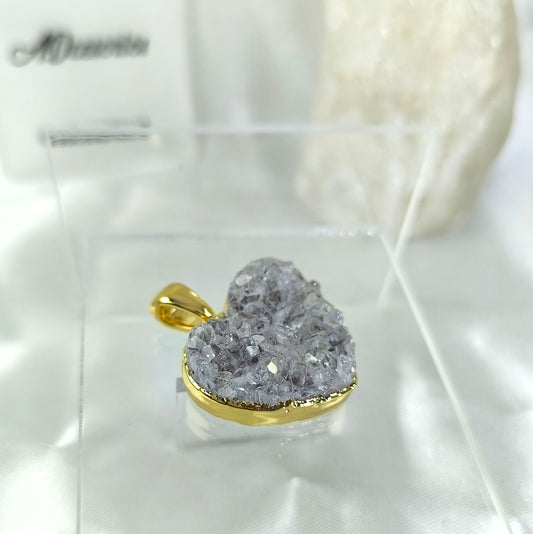 Colgante Enchapado en Oro 18k Amatista Drusa Corazón