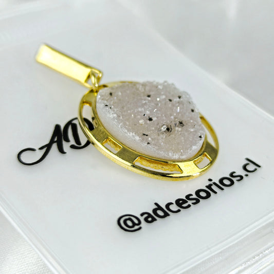 Colgante Enchapado en Oro 18k Amatista Drusa Ovalo