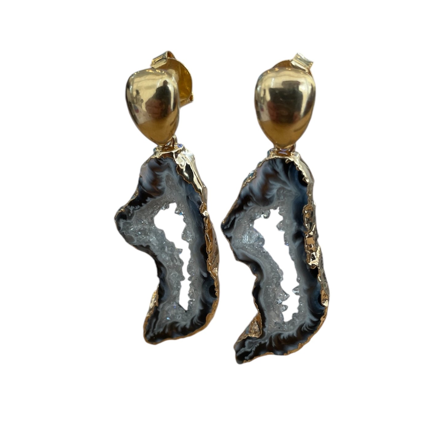 Aros Enchapado en Oro 18k Amatista Geoda