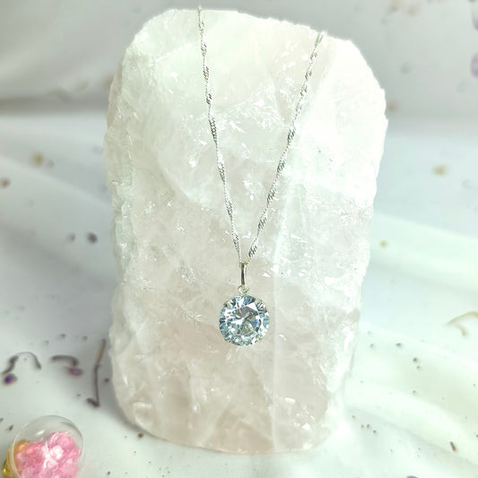 Collar Plata 925 Singapur 1,5MM + Colgante Punto De Luz 10MM