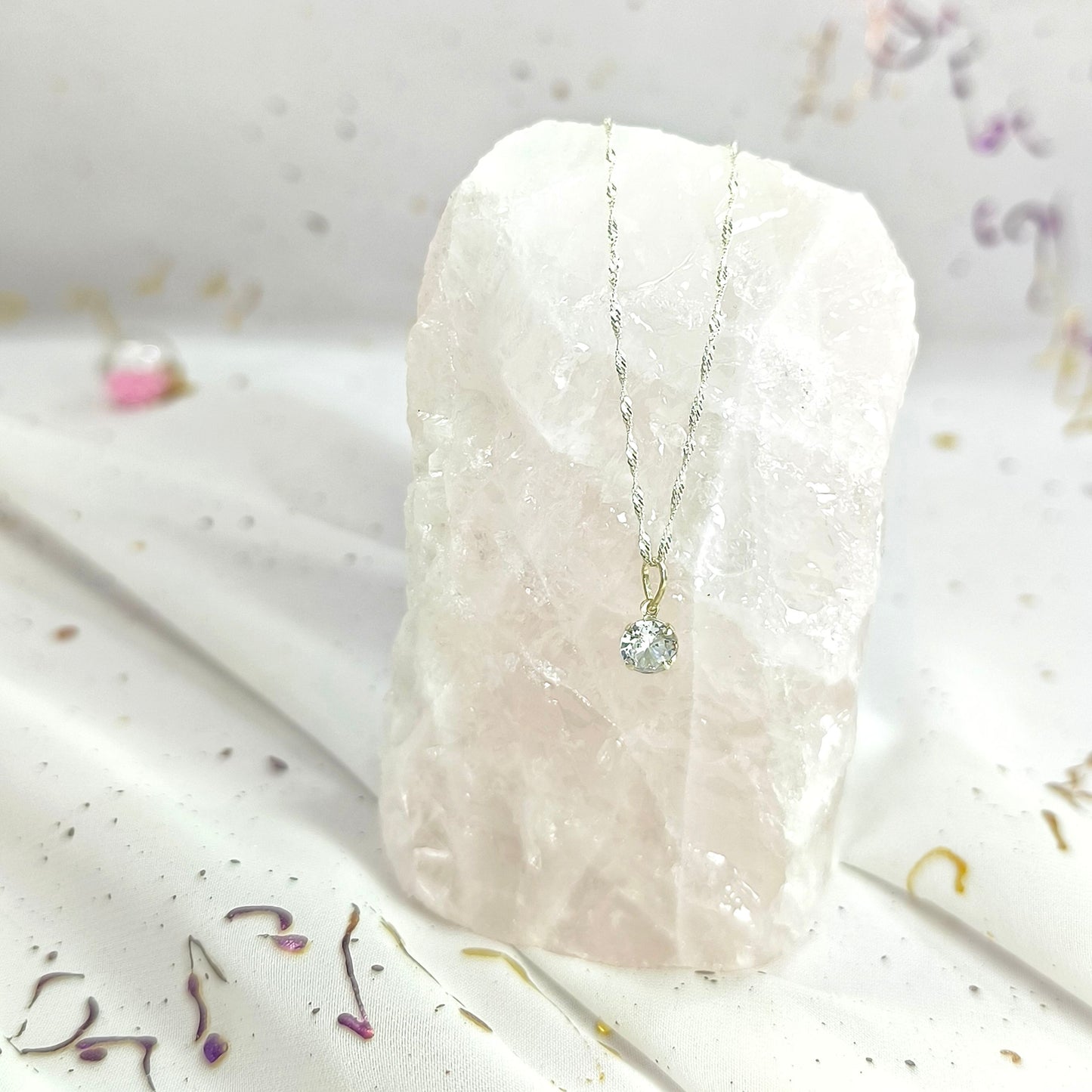 Collar Plata 925 Singapur 1,5MM + Colgante Punto De Luz 6MM