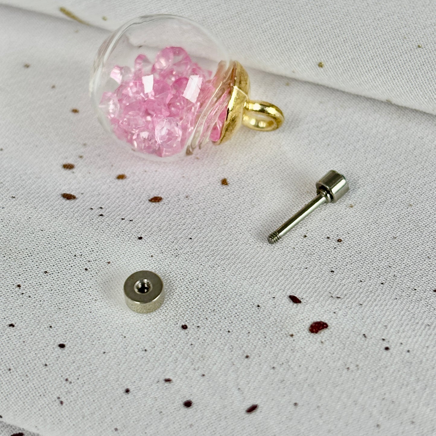 Mini Aros Acero Quirúrgico Plateado Circón Rosa 3MM - Tope Tornillo