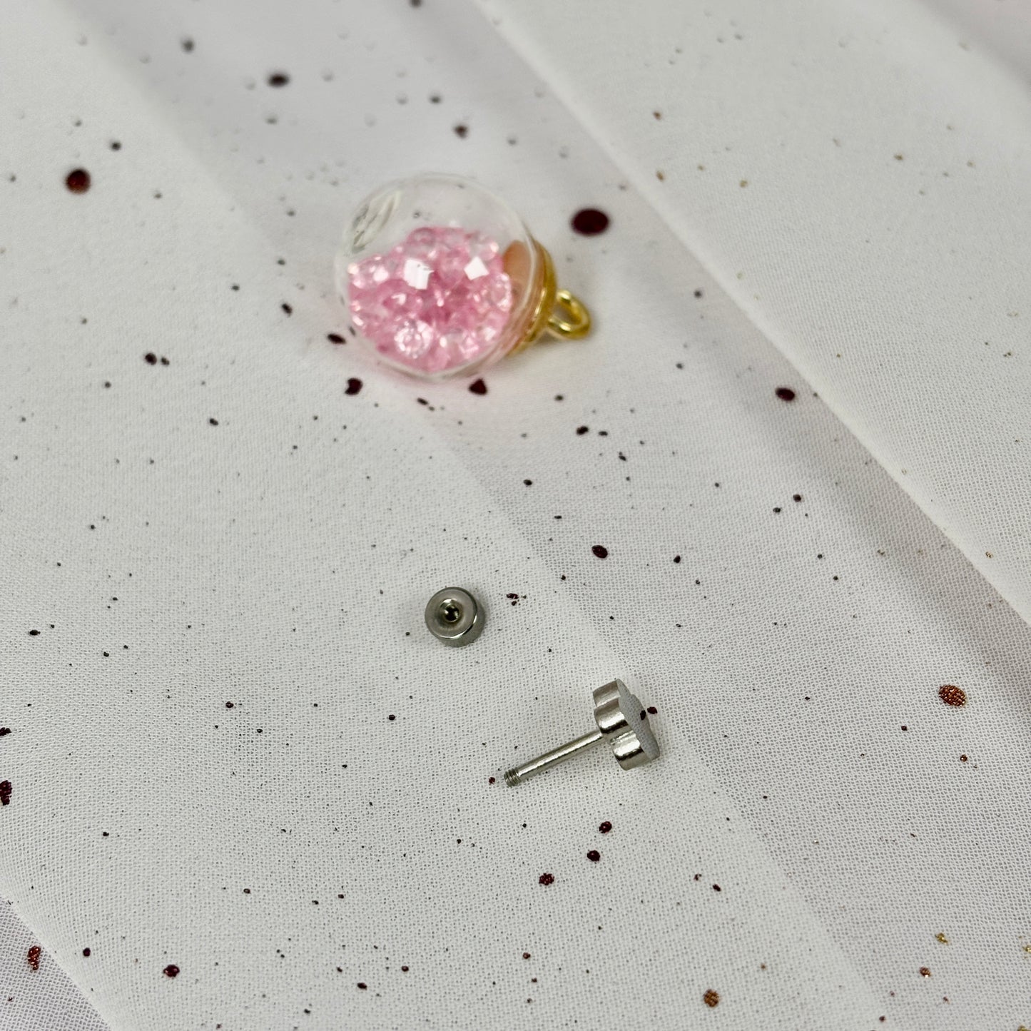 Mini Aros Acero Quirúrgico Plateado Trebol - Tope Tornillo