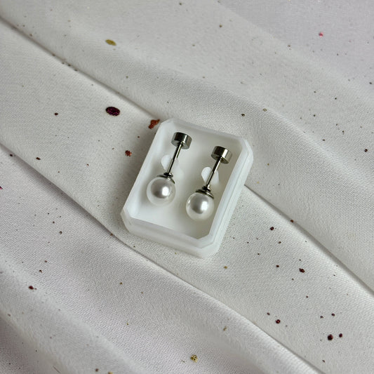 Mini Aros Acero Quirúrgico Plateado Perla 6MM - Tope Tornillo