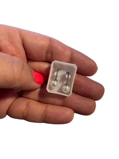 Mini Aros Acero Quirúrgico Plateado Perla 6MM - Tope Tornillo