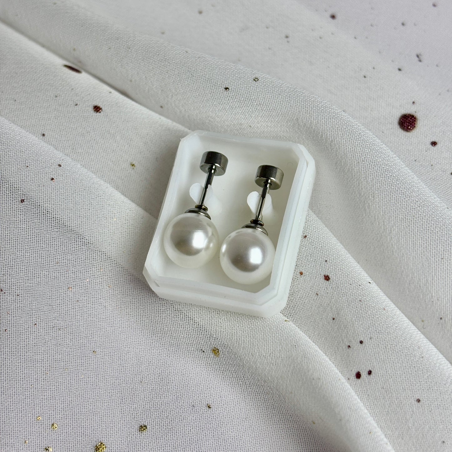 Mini Aros Acero Quirúrgico Plateado Perla 8MM - Tope Tornillo