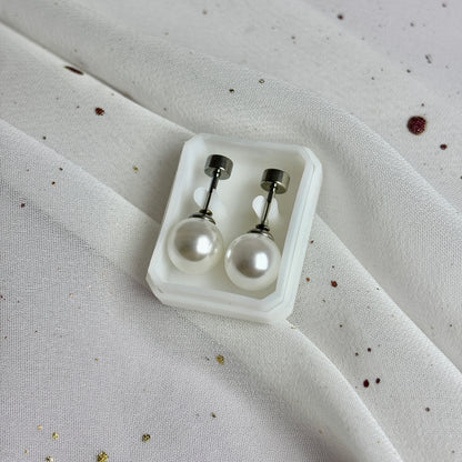 Mini Aros Acero Quirúrgico Plateado Perla 8MM - Tope Tornillo