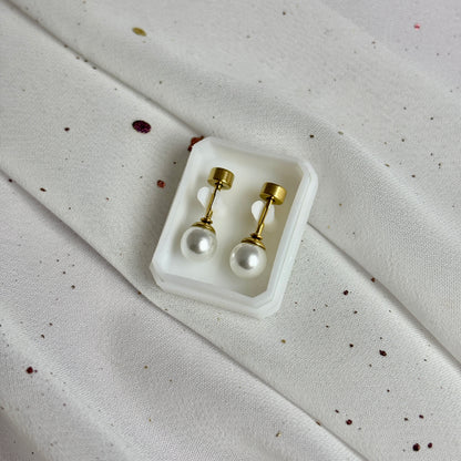 Mini Aros Acero Quirúrgico Dorado Perla 6MM - Tope Tornillo