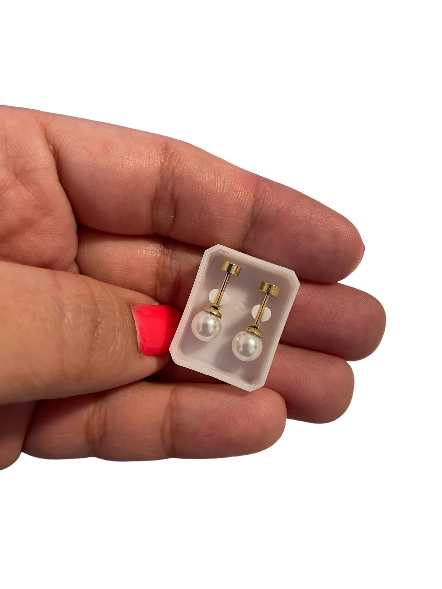 Mini Aros Acero Quirúrgico Dorado Perla 6MM - Tope Tornillo