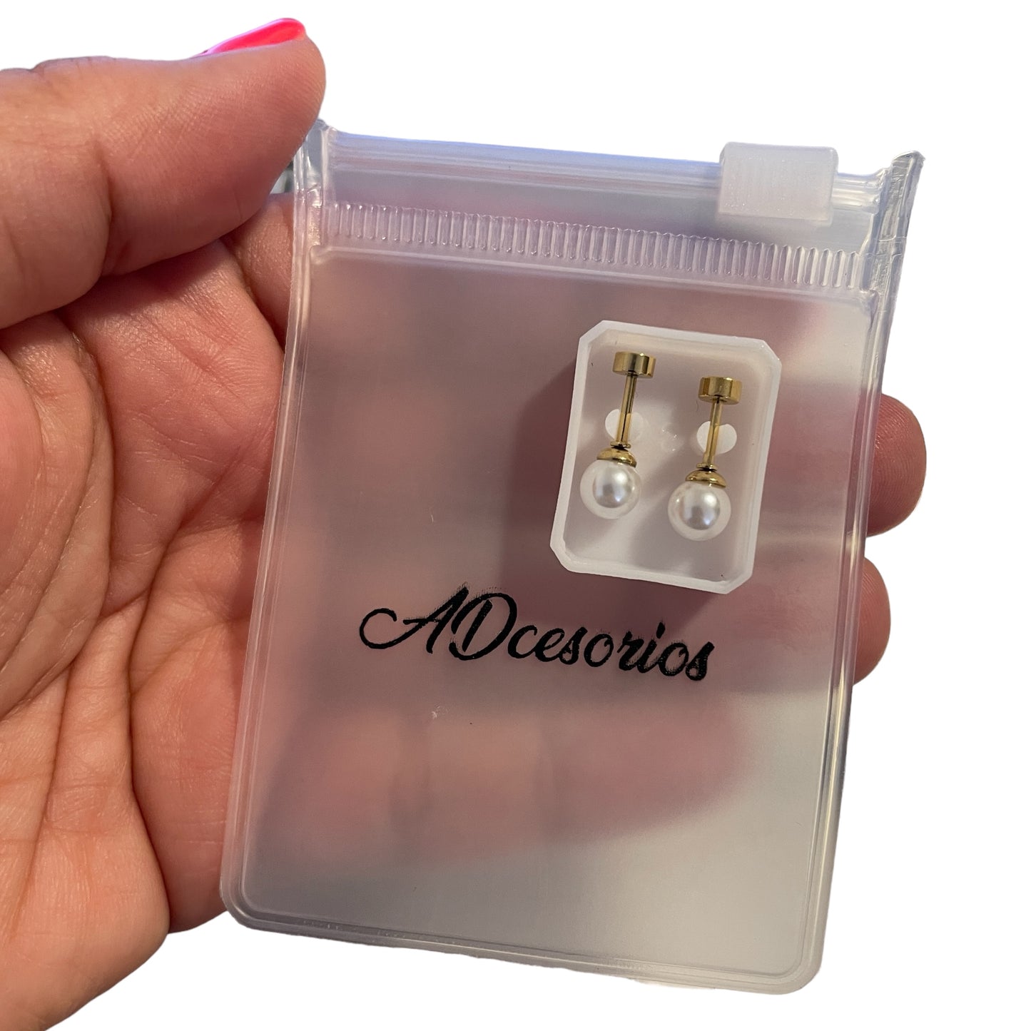 Mini Aros Acero Quirúrgico Dorado Perla 6MM - Tope Tornillo