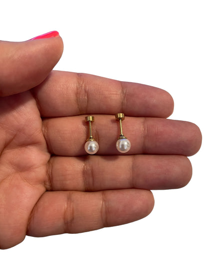 Mini Aros Acero Quirúrgico Dorado Perla 6MM - Tope Tornillo