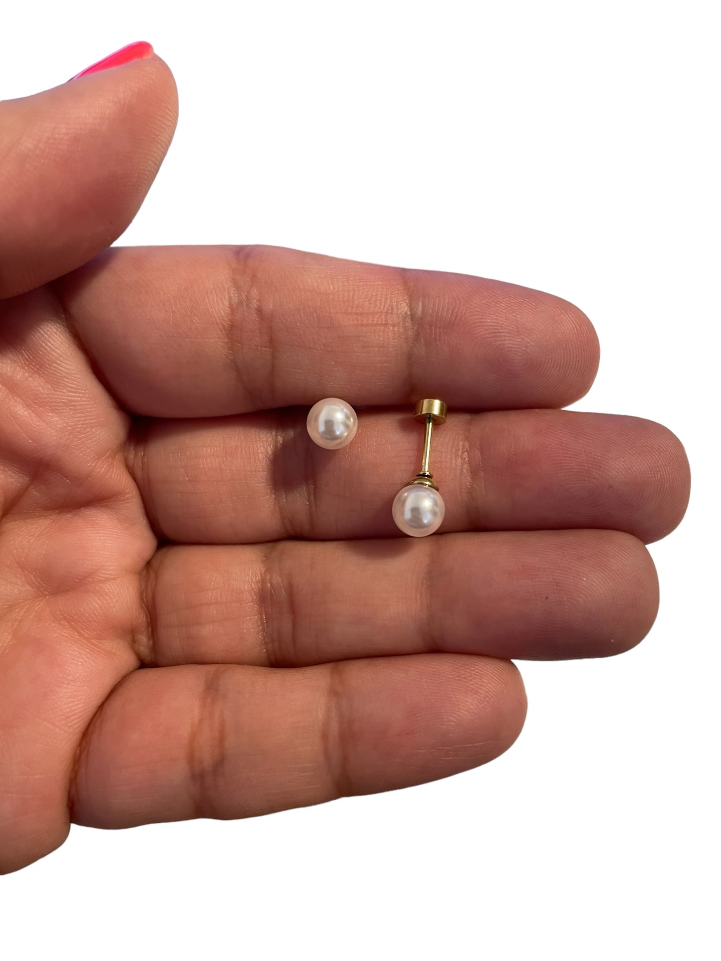 Mini Aros Acero Quirúrgico Dorado Perla 6MM - Tope Tornillo