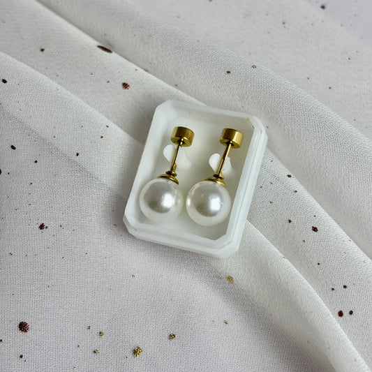 Mini Aros Acero Quirúrgico Dorado Perla 8MM - Tope Tornillo