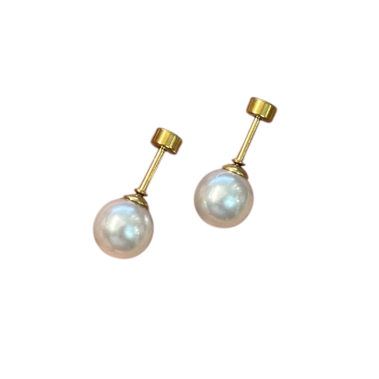 Mini Aros Acero Quirúrgico Dorado Perla 8MM - Tope Tornillo