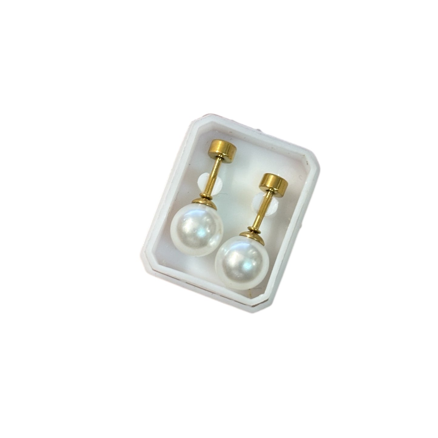 Mini Aros Acero Quirúrgico Dorado Perla 8MM - Tope Tornillo