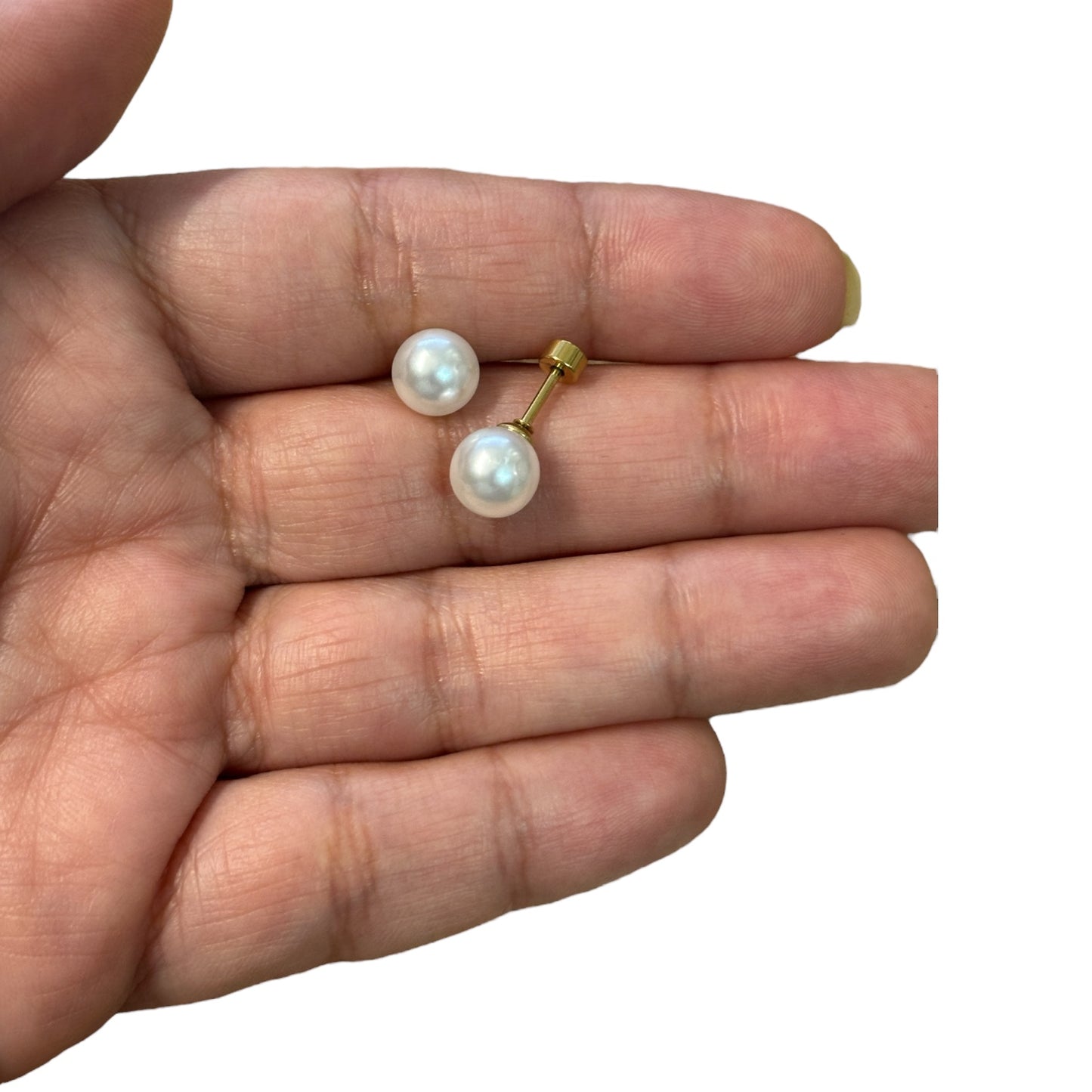 Mini Aros Acero Quirúrgico Dorado Perla 8MM - Tope Tornillo