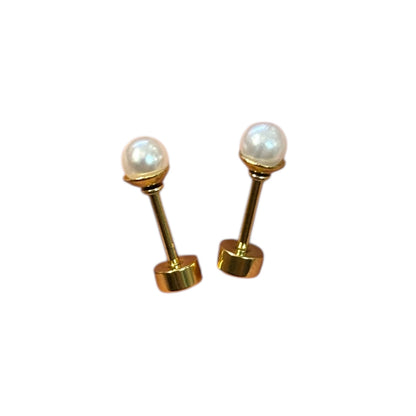 Mini Aros Acero Quirúrgico Dorado Perla 4MM - Tope Tornillo