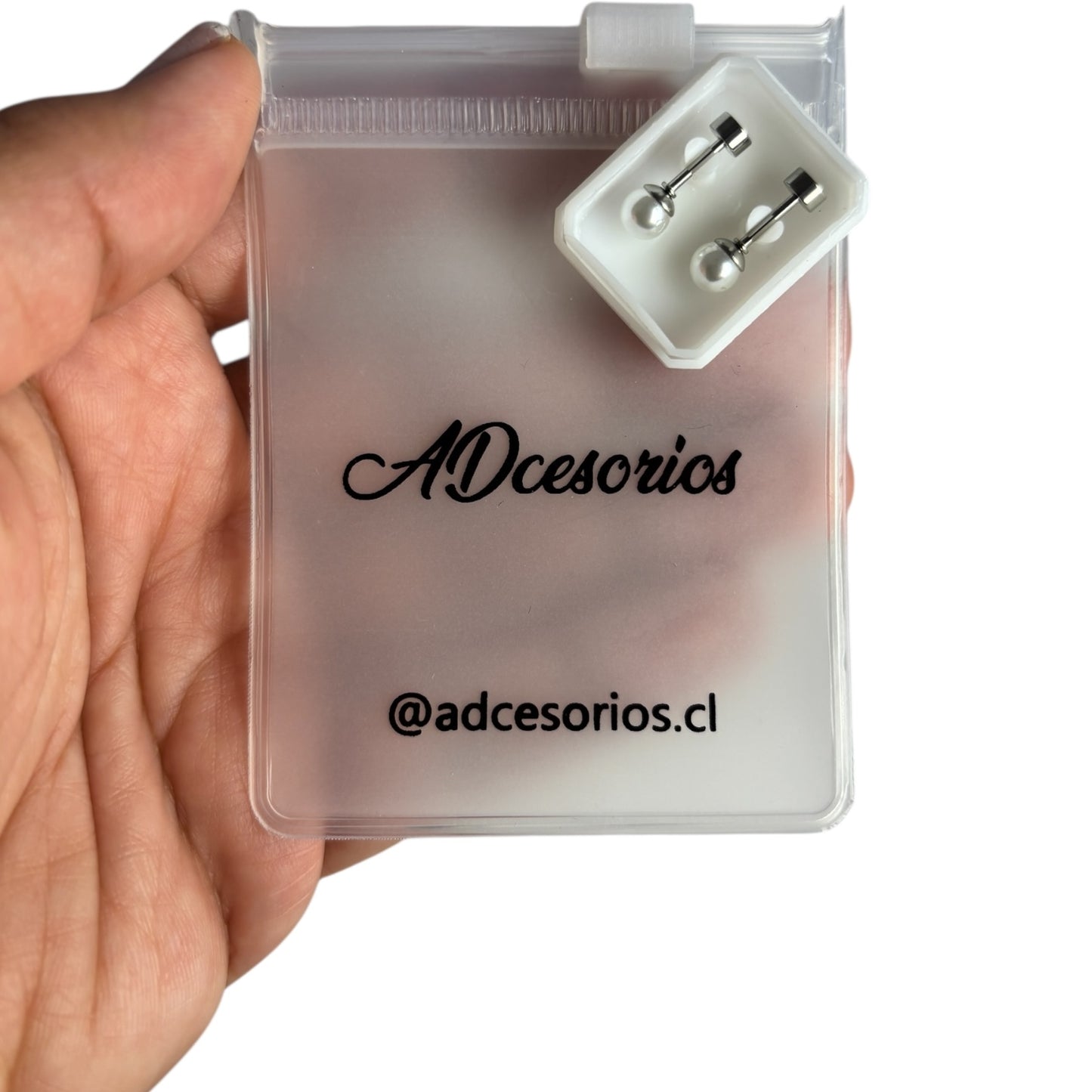 Mini Aros Acero Quirúrgico Plateado Perla 5MM - Tope Tornillo