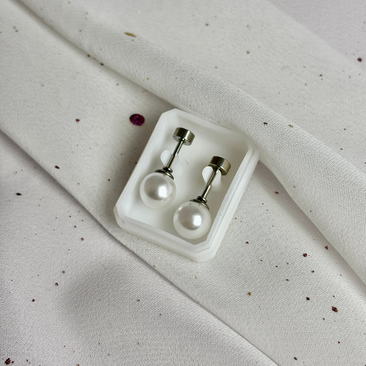 Mini Aros Acero Quirúrgico Plateado Perla 7MM - Tope Tornillo