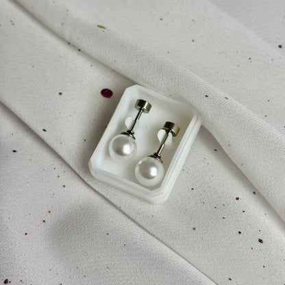 Mini Aros Acero Quirúrgico Plateado Perla 7MM - Tope Tornillo