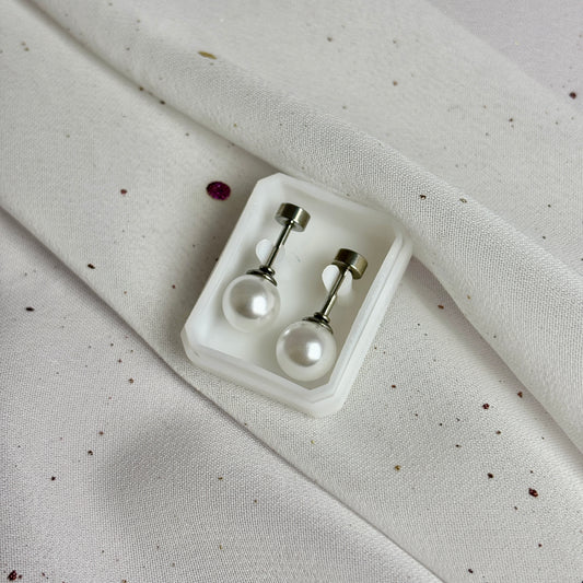 Mini Aros Acero Quirúrgico Plateado Perla 7MM - Tope Tornillo