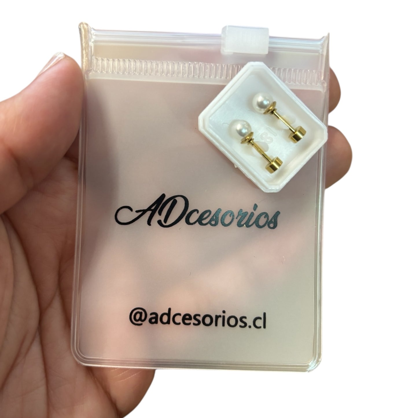 Mini Aros Acero Quirúrgico Dorado Perla 5MM - Tope Tornillo