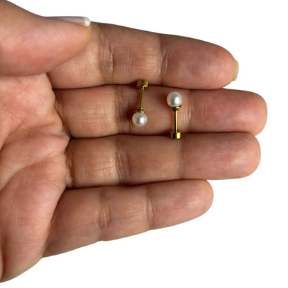Mini Aros Acero Quirúrgico Dorado Perla 5MM - Tope Tornillo