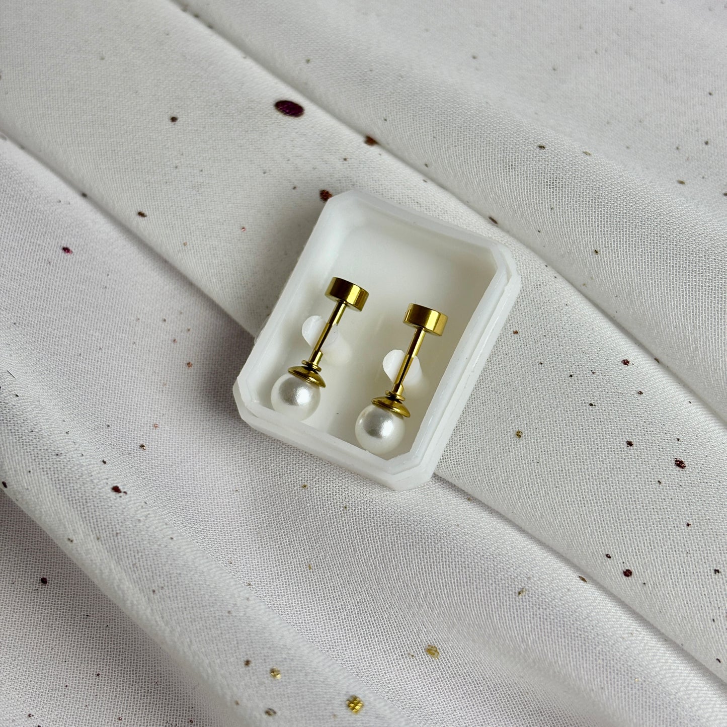 Mini Aros Acero Quirúrgico Dorado Perla 5MM - Tope Tornillo