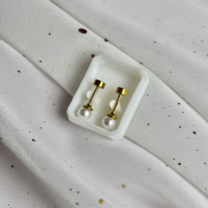 Mini Aros Acero Quirúrgico Dorado Perla 5MM - Tope Tornillo