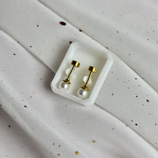 Mini Aros Acero Quirúrgico Dorado Perla 5MM - Tope Tornillo