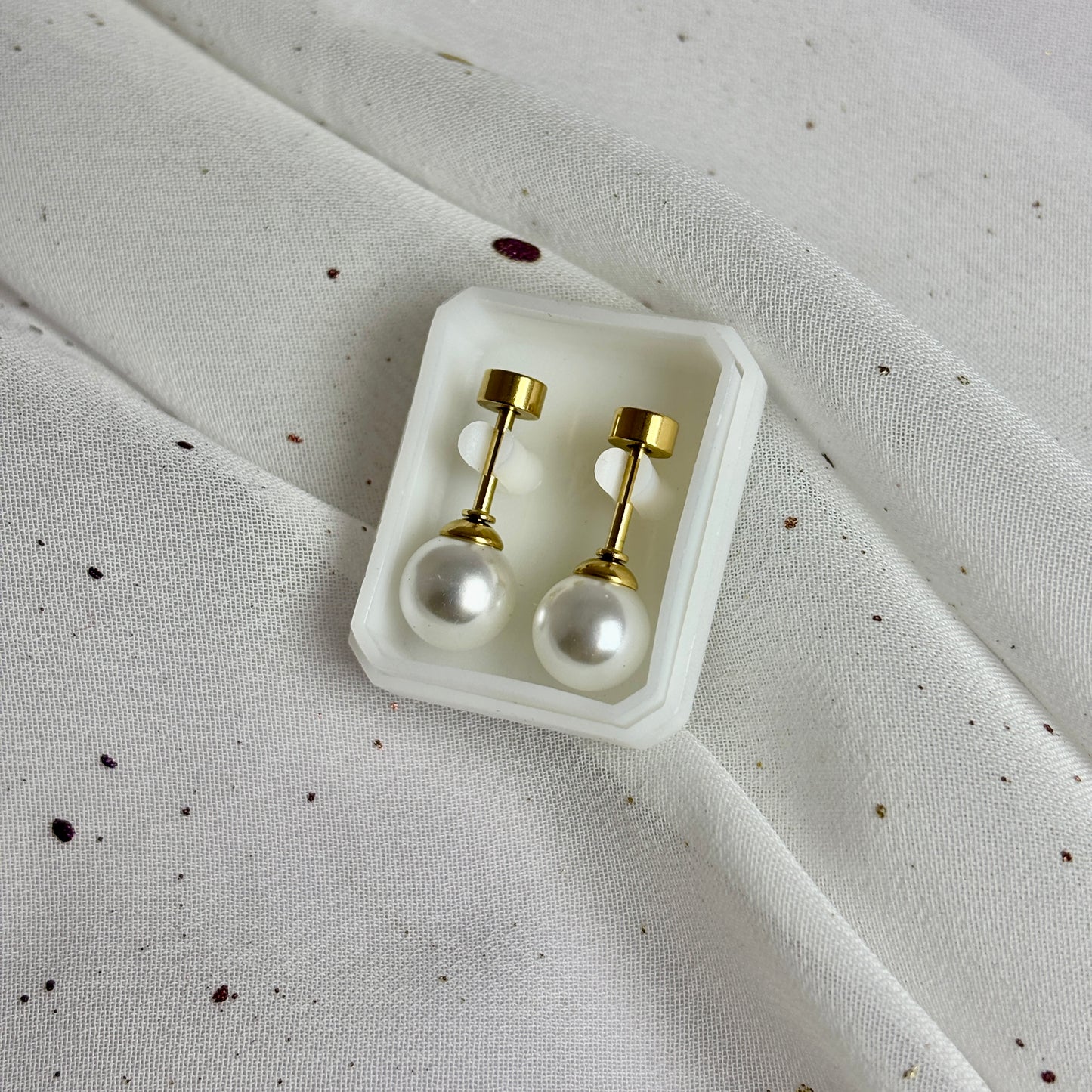 Mini Aros Acero Quirúrgico Dorado Perla 7MM - Tope Tornillo