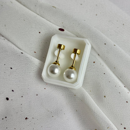 Mini Aros Acero Quirúrgico Dorado Perla 7MM - Tope Tornillo