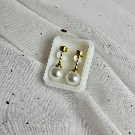 Mini Aros Acero Quirúrgico Dorado Perla 7MM - Tope Tornillo