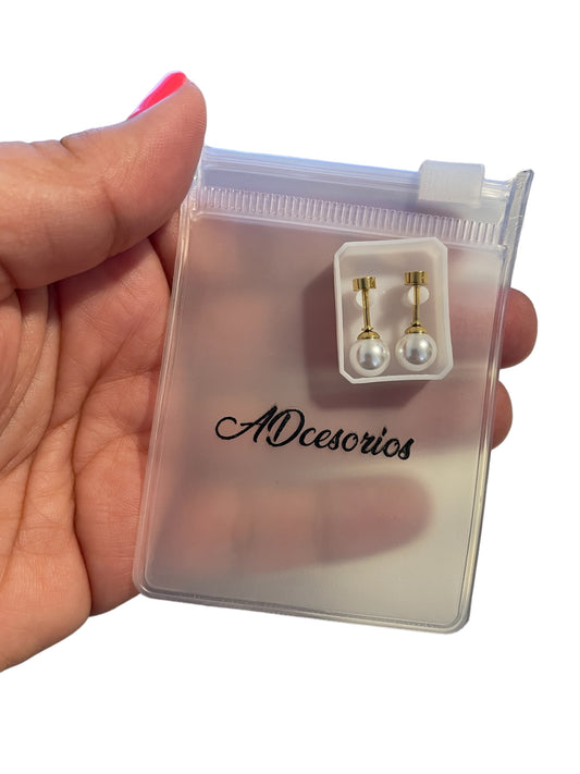 Mini Aros Acero Quirúrgico Dorado Perla 7MM - Tope Tornillo