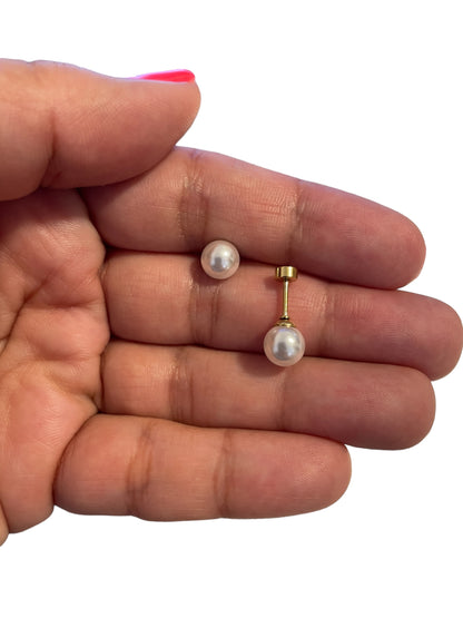 Mini Aros Acero Quirúrgico Dorado Perla 7MM - Tope Tornillo