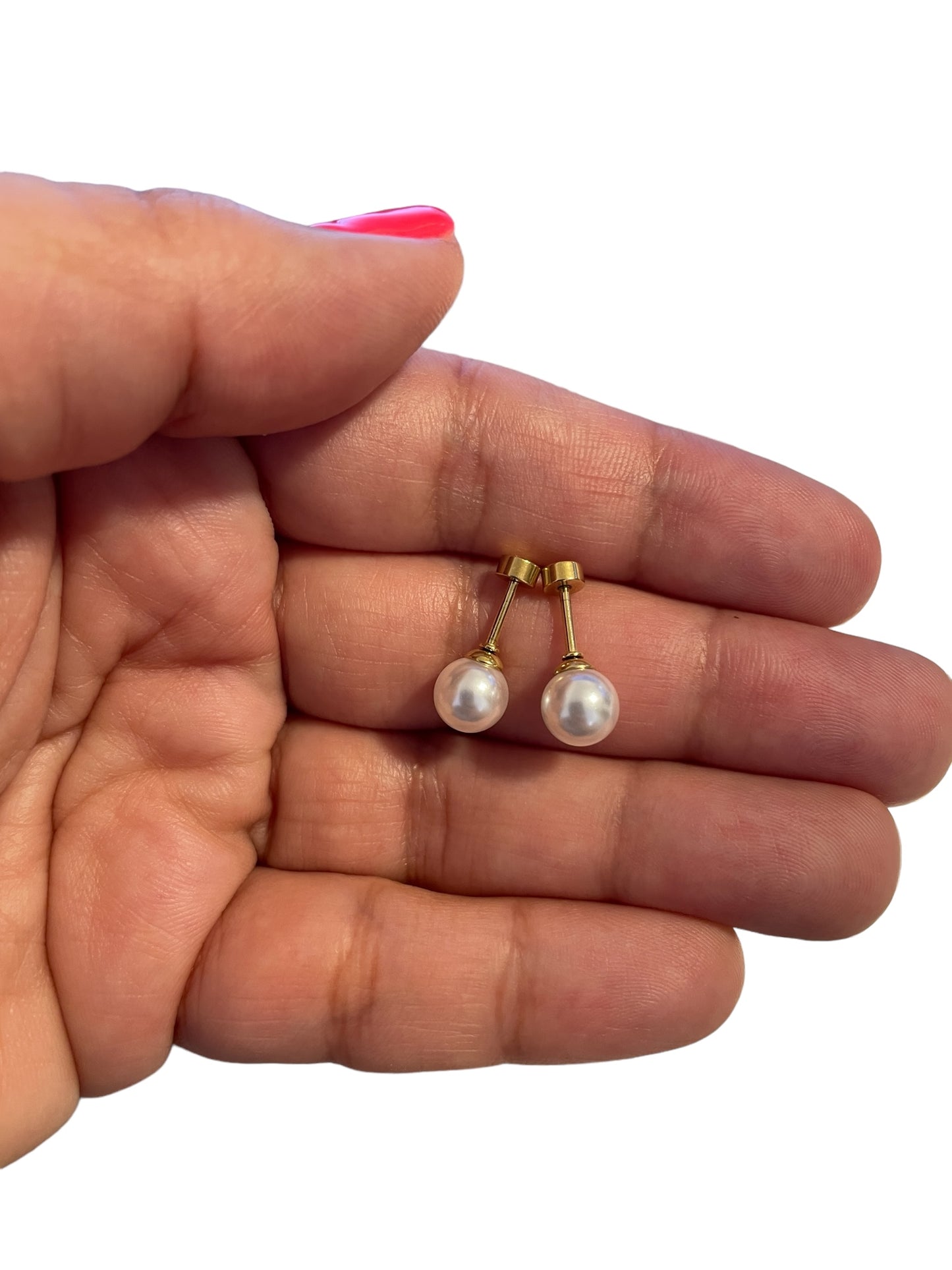 Mini Aros Acero Quirúrgico Dorado Perla 7MM - Tope Tornillo