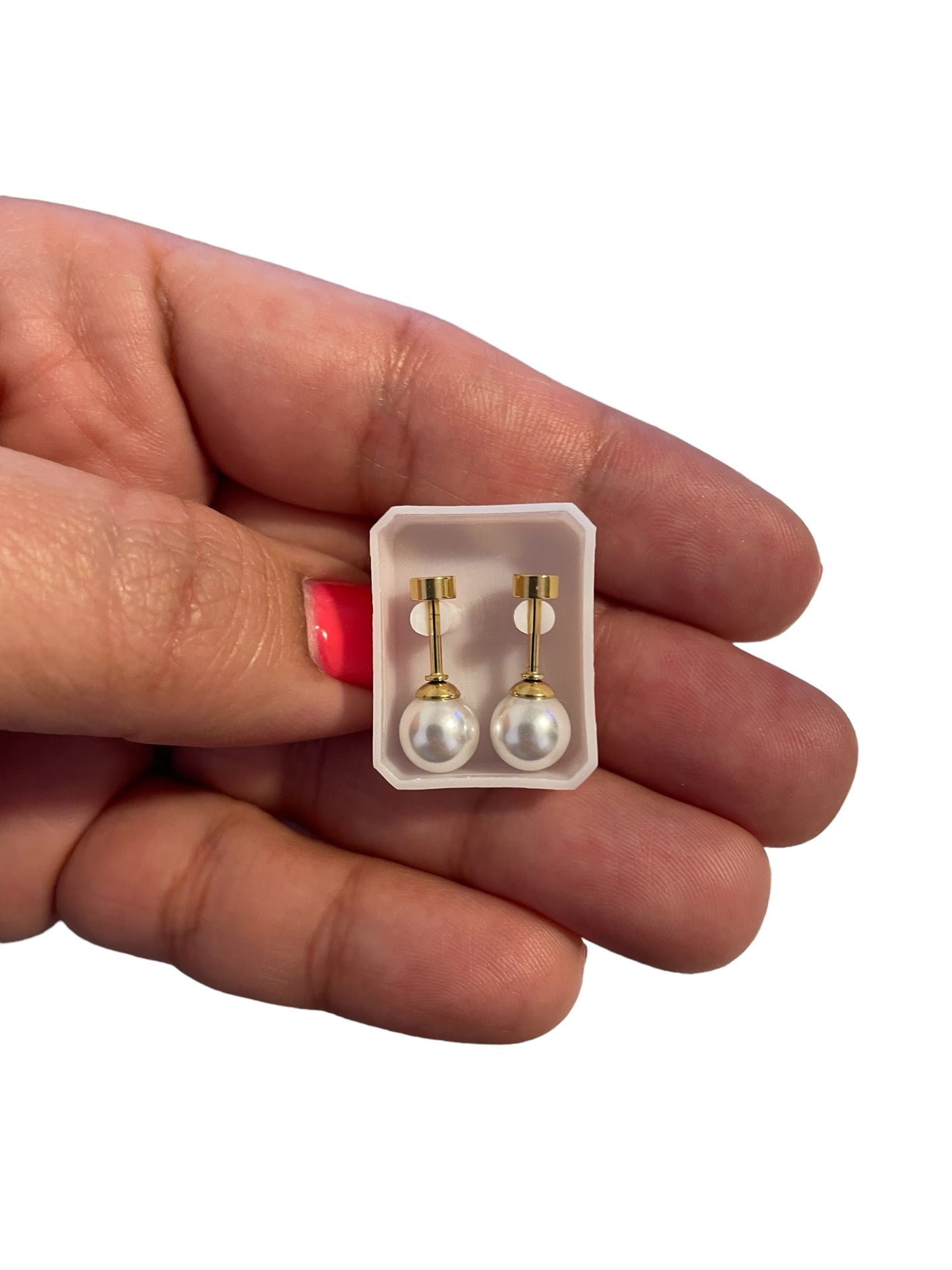 Mini Aros Acero Quirúrgico Dorado Perla 7MM - Tope Tornillo