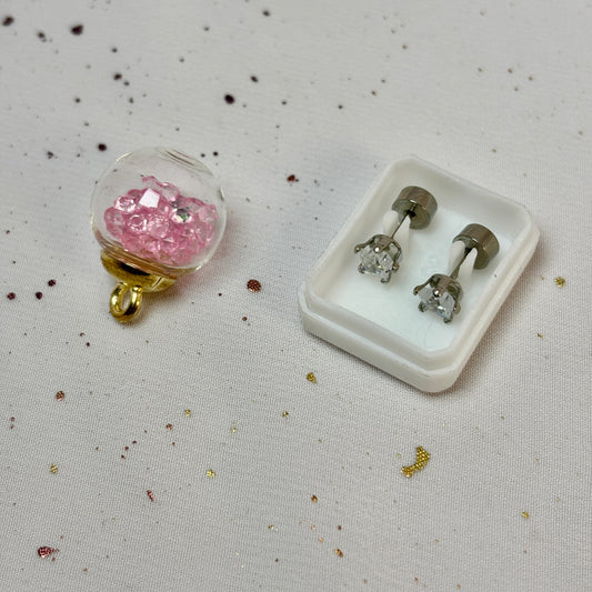 Mini Aros Acero Quirúrgico Estrella Circón 5MM  - Tope Presión Abridor