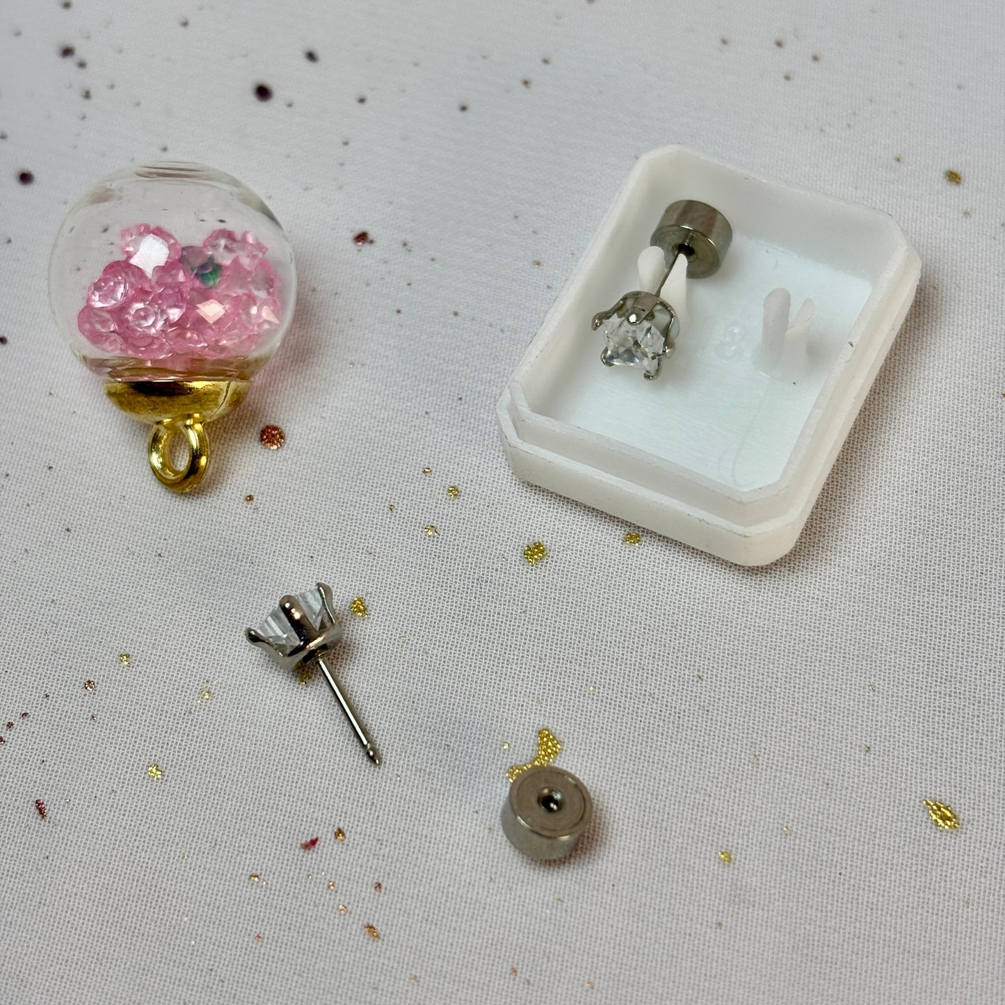 Mini Aros Acero Quirúrgico Estrella Circón 5MM  - Tope Presión Abridor