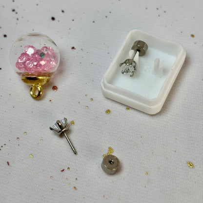 Mini Aros Acero Quirúrgico Estrella Circón 5MM  - Tope Presión Abridor