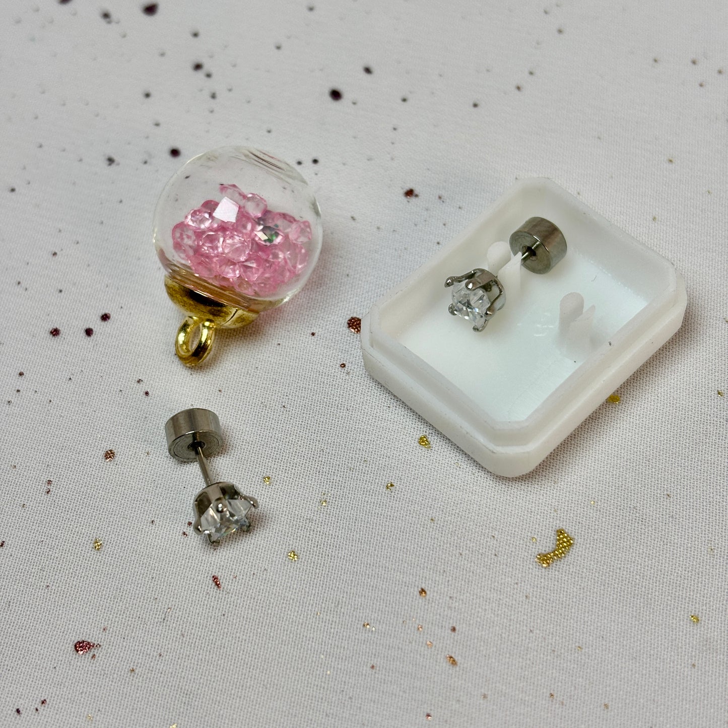 Mini Aros Acero Quirúrgico Estrella Circón 5MM  - Tope Presión Abridor