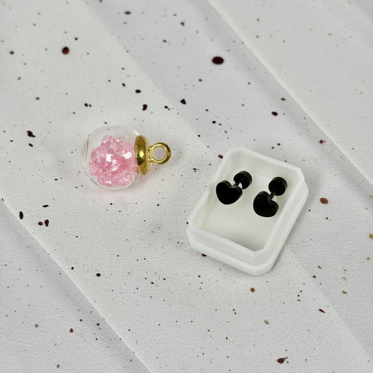 Mini Aros Acero Quirúrgico Negro Corazón - Tope Tornillo