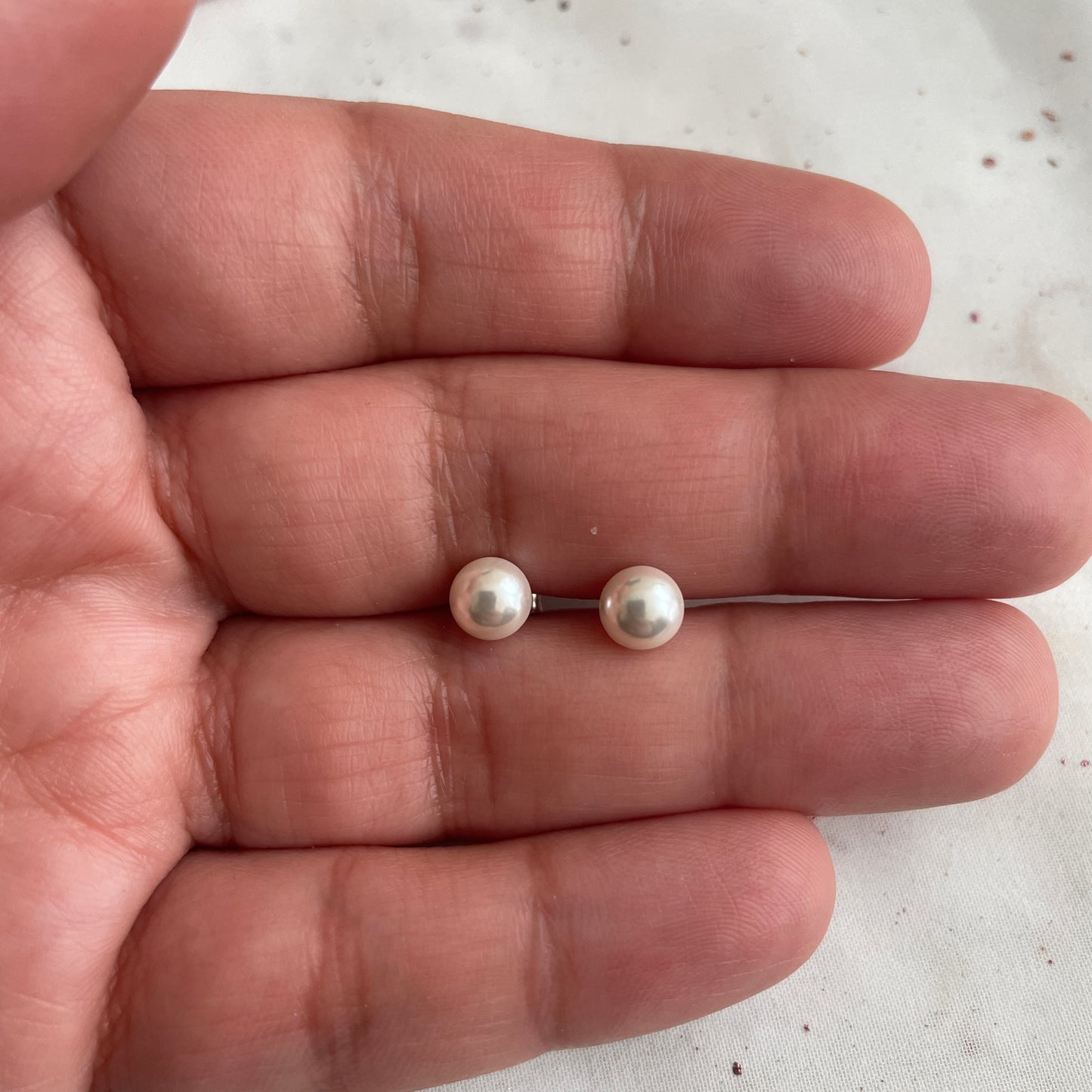 Aros Plata 925 Perla Achatada 6MM